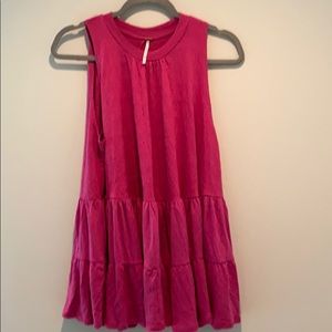 New Free People pink tiered ruffled tunic s